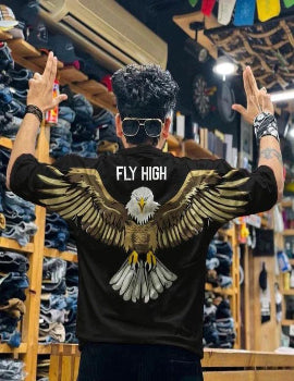 EAGLE PRINTED T-SHIRT🦅 Clothing & Closet Storage SWAYSSTYLE Black Medium 