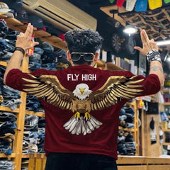 EAGLE PRINTED T-SHIRT🦅 Clothing & Closet Storage SWAYSSTYLE Mehroon Medium 