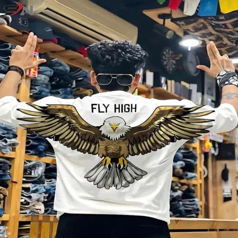 EAGLE PRINTED T-SHIRT🦅 Clothing & Closet Storage SWAYSSTYLE White Medium 