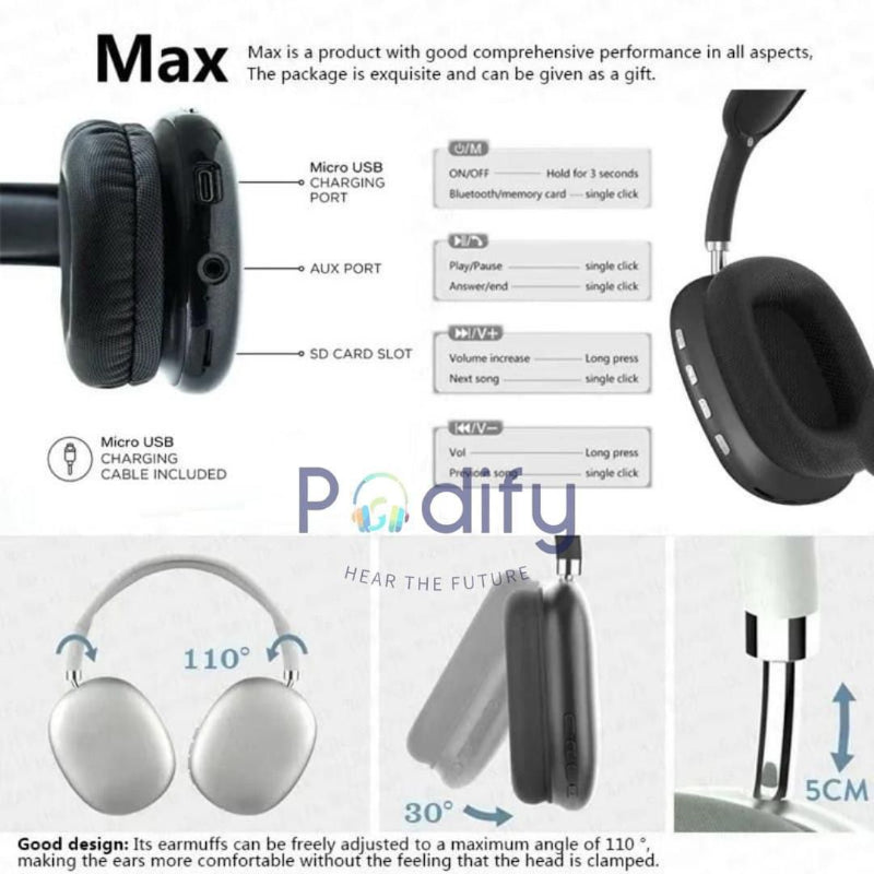 🎧 P9 Pro Max Wireless Bluetooth Headphones with Box Packing