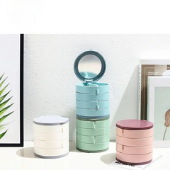 4 Layers Jewelry Organizer Storage Box,Swivel Multilayer with Makeup Box Vanity Mirror Jewelry Organizer